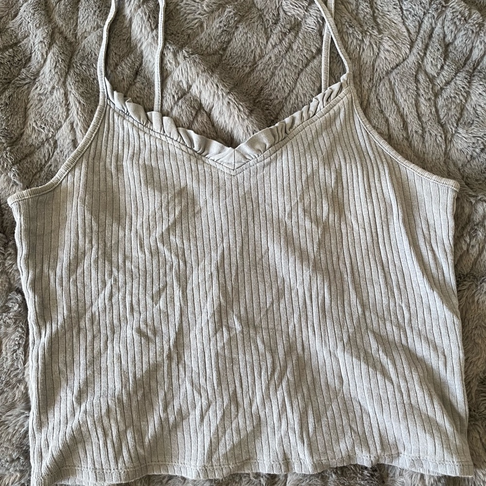 Top shop women’s blue frilled crop top tank top. Size 6 blue